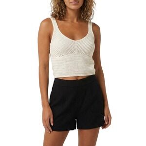 Abercrombie &‎ Fitch Shorts Set Womens S White Knit Top Black Linen Blend Casual